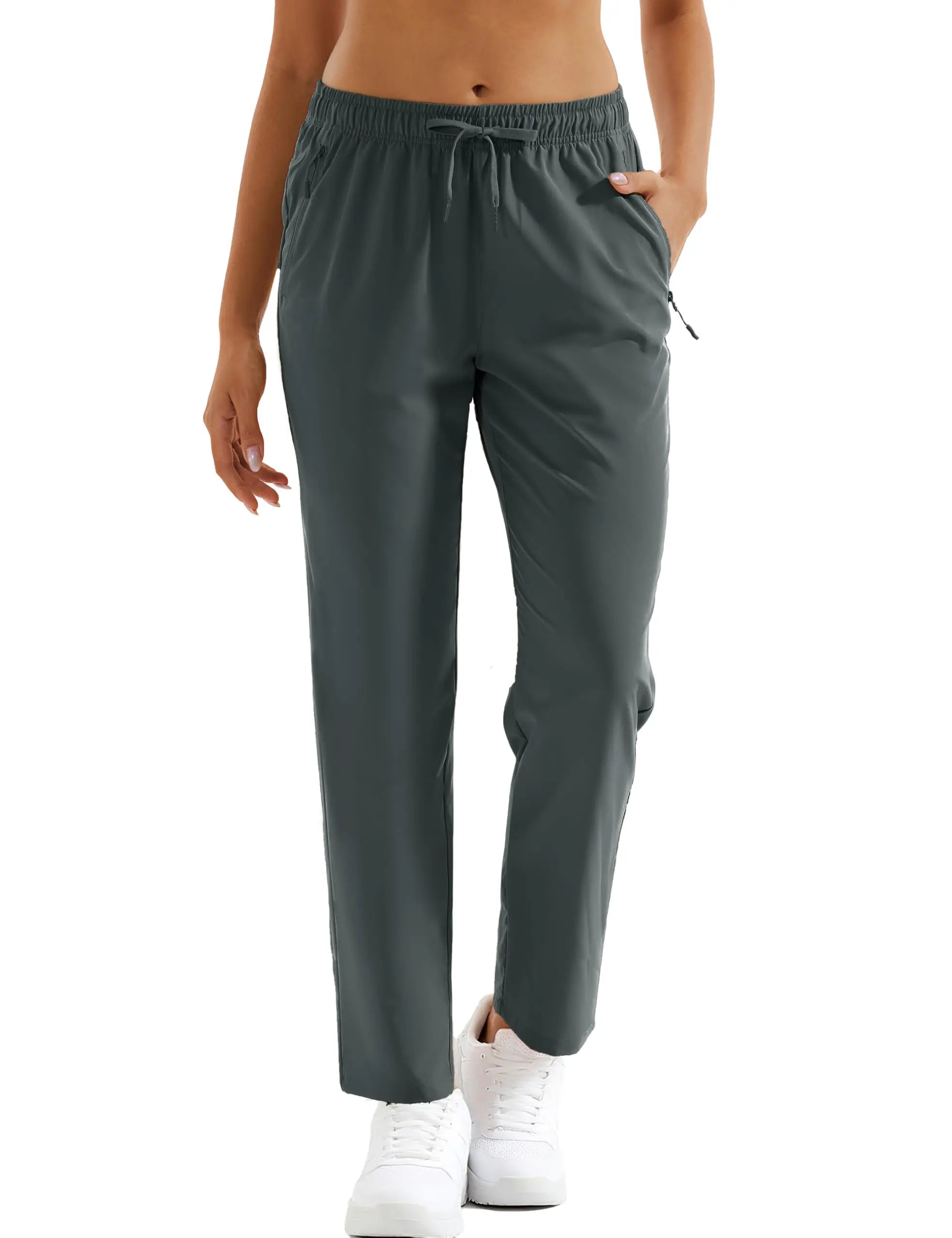 TACVASEN UPF 50+ Sun Protection Women's Hiking Pants Quick Dry Waterproof Outdoor Pants Lightweight Zipper Pockets Elastic Waist