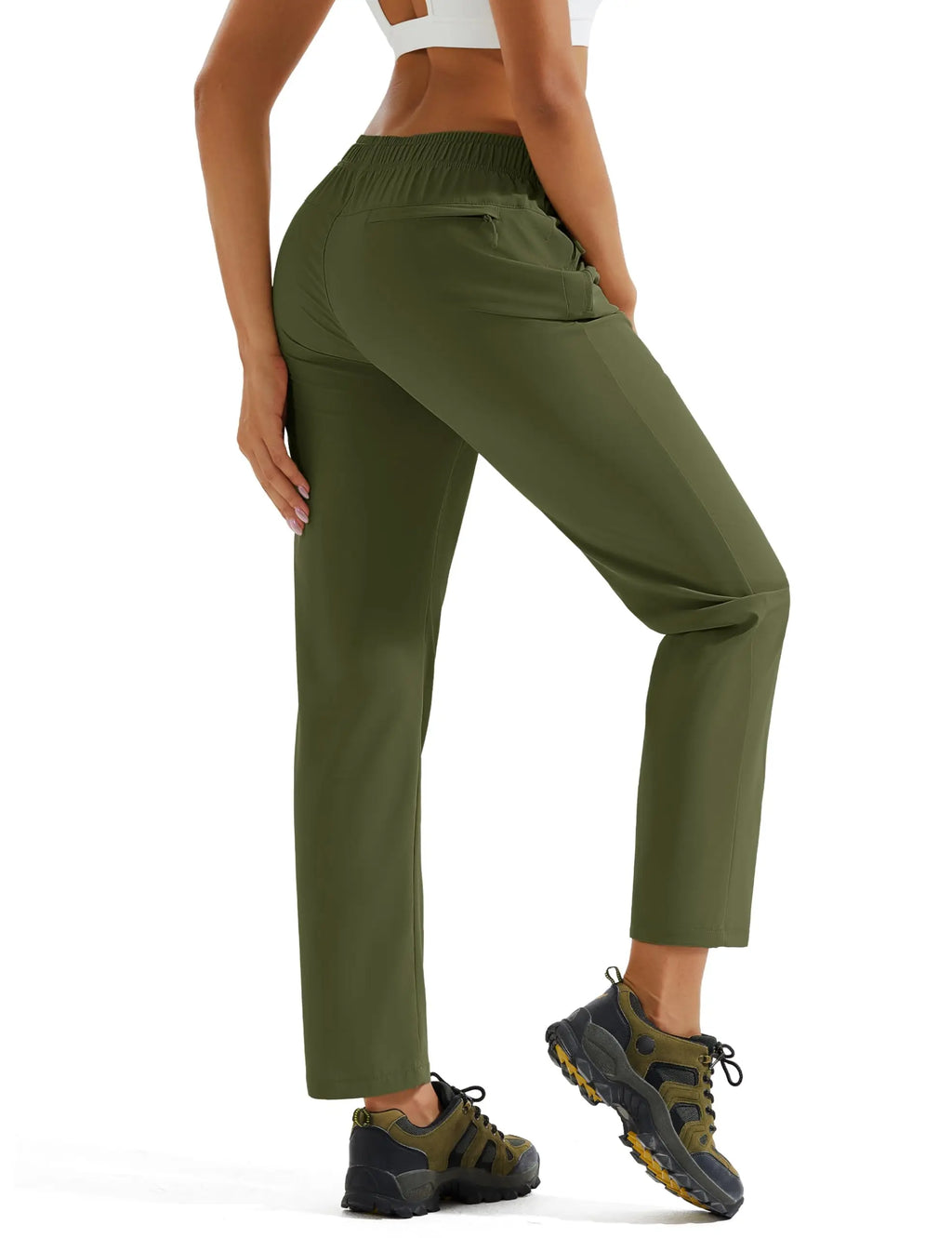 TACVASEN UPF 50+ Sun Protection Women's Hiking Pants Quick Dry Waterproof Outdoor Pants Lightweight Zipper Pockets Elastic Waist