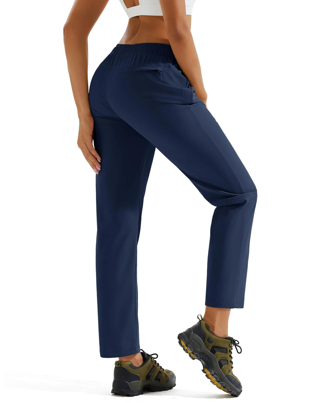 TACVASEN UPF 50+ Sun Protection Women's Hiking Pants Quick Dry Waterproof Outdoor Pants Lightweight Zipper Pockets Elastic Waist