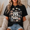 Summer Women's Route 66 Floral Shield 100 Years TShirt Cotton Sweat-wicking and Breathable Tee Streetwear Oversized Loose Casual